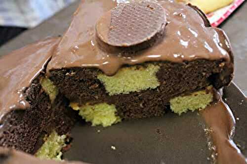 Gâteau damier : génoises chocolat et vanille au thermomix ou sans