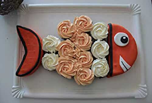 Gâteau de cupcakes en forme de poisson (au thermomix ou sans) – Sweet Table Nemo -Sans oeuf, spécial allergique