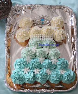 Gâteau de cupcakes en forme de robe de princesse Reine des neiges au thermomix ou sans – Sweet Table Anniversaire Reine des neiges