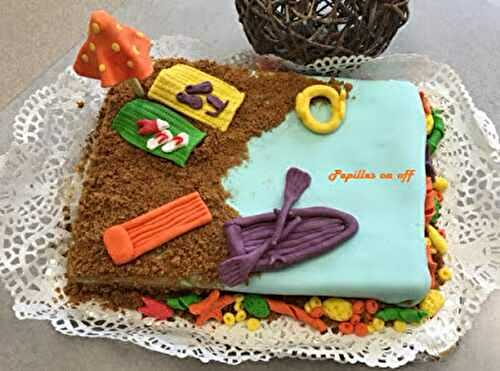 Gâteau thème plage / départ en retraite (gâteau vanille, ganache à la fraise) au thermomix ou sans