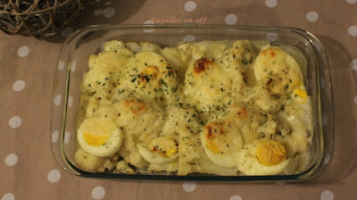 Gratin de chou-fleur aux oeufs durs et leur béchamel allégée au thermomix ou sans