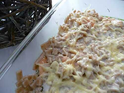 Gratin de crozets à l’épeautre, au saumon fumé et à l’aneth