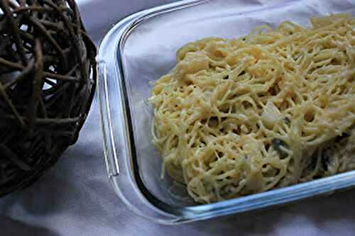 Gratin de pâtes au bleu et aux poires