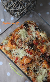 Gratin de poulet au riz et haricots rouges au four façon chili