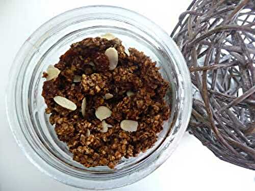 Muesli / Granola maison : avoine, cacao, amandes et raisins secs