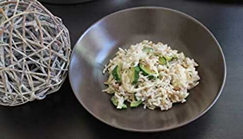 Poêlée de riz, thon, courgettes et mozzarella