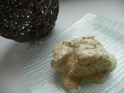 Poisson à la crème de basilic et moutarde