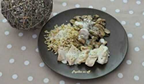 Poulet, champignons, riz et sauce au fromage frais au thermomix