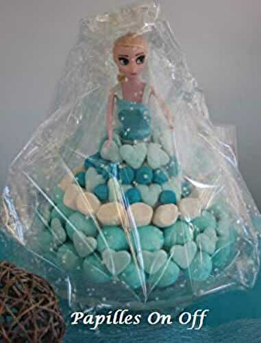 Poupée barbie Elsa en bonbons – Sweet Table Anniversaire Reine des neiges