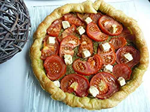 Quiche pesto, tomates, feta