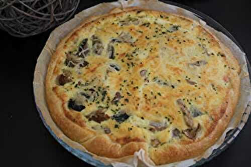 Quiche saumon, mascarpone et champignons des bois au thermomix ou sans