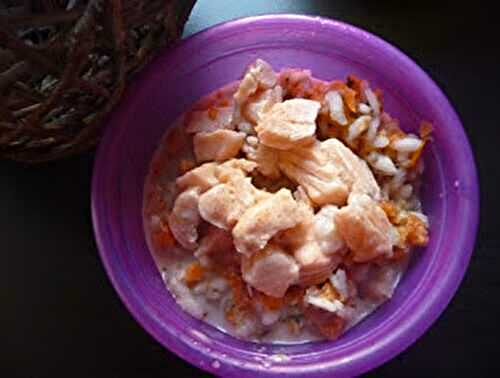 Risotto saumon, champignons, carottes pour bébé