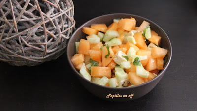 Salade de melon et concombre à la fêta et à la menthe