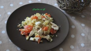 Salade de perles au saumon fumé, champignons et à l’aneth