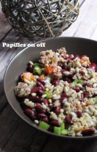 Salade de quinoa aux haricots rouges et sa sauce crémeuse au tahiné – IG bas – au thermomix ou sans