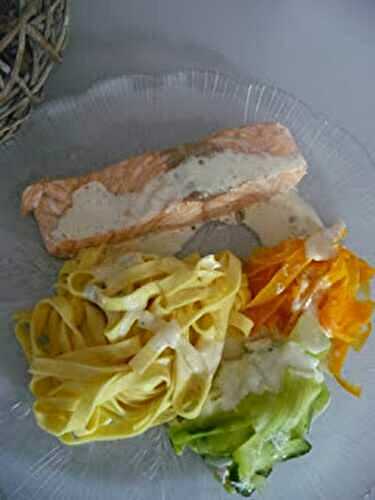 Saumon aux trois tagliatelles et sauce au boursin au thermomix