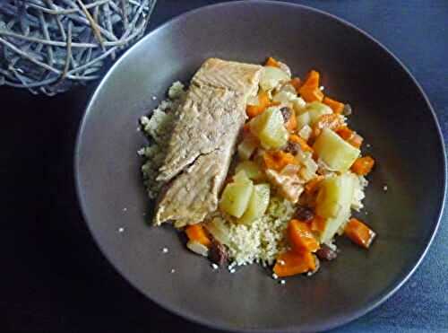 Semoule, légumes et saumon façon couscous express