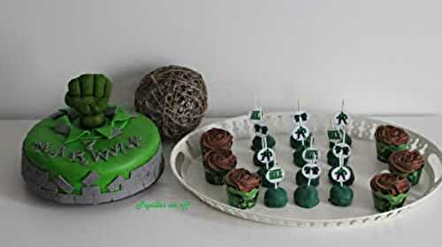 Sweet Table Hulk : gâteau Hulk, cake pop Hulk, Cupcakes Hulk au thermomix ou sans