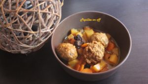 Tajine de boulettes de boeuf aux carottes, pommes de terre et figues
