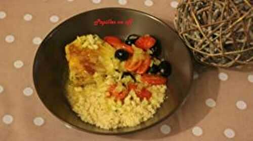 Tajine de cabillaud aux olives et tomates cerises