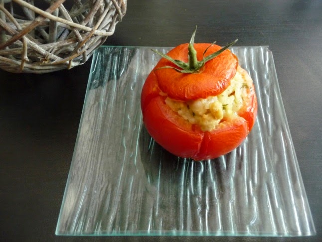 Tomates farcies au risotto au poulet