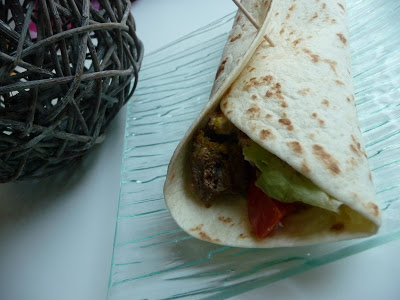 Tortillas boeuf, tomates et crème au curry