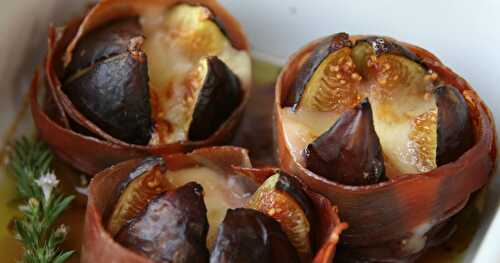 Figues rôties au Cantal Entre-Deux et Jambon Cru