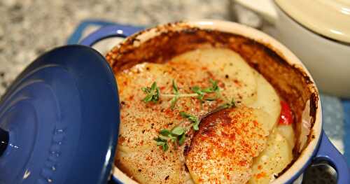 Gratin de pommes de terre et chorizo en petite cocotte