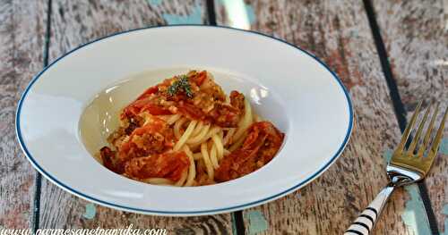 Spaghetti alla Chitarra aux Tomates semi-confites