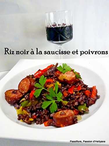 Riz noir à la saucisse et poivrons