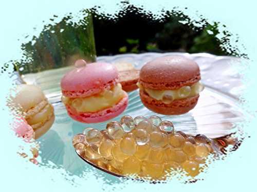 Macarons à la crème de citron - lemon curd et perles de jus de yuzu - Passiflore, Passion d'Héllyane