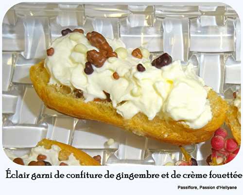 Éclair à la confiture de gingembre et à la crème fouettée