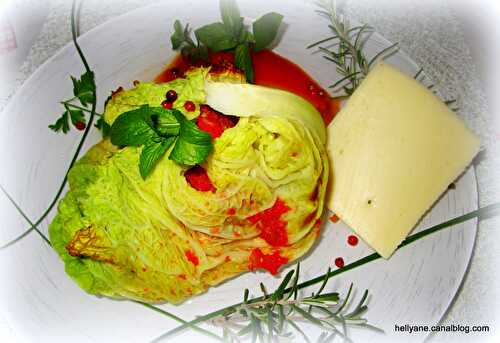 Aumônière - Ballotine - chou vert farci à la viande - fromage raclette et viande de grison