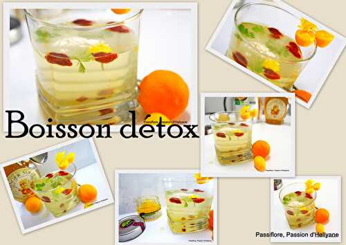 Boisson détox "citron, kumquat, poudre du fruit de baobab, sirop de gingembre, persil, coriandre, pissenlit"