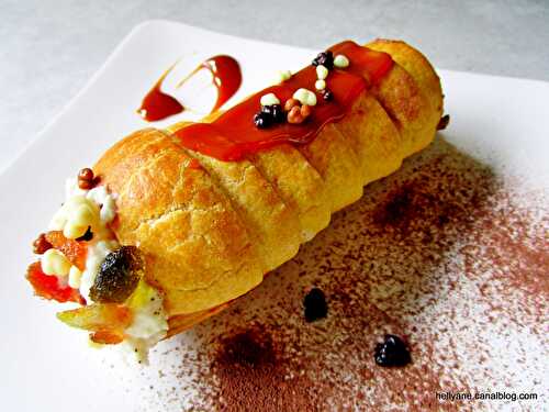 Cannoli revisités feuilletés à la brousse/fruits confits/ chocolat et caramel