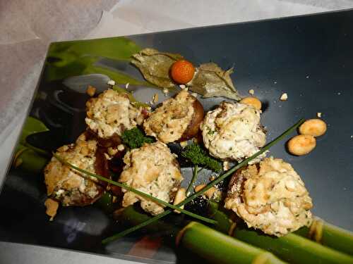 Champignons farcis "fromage, foie de morue et thon blanc"