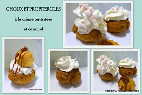 Chou et profiterole (religieuse) à la crème pâtissière et caramel