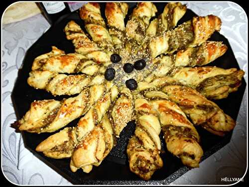 ÉTOILE FEUILLETÉE AU PESTO TAPENADE ET RILLETTES AU CRABE TOURTEAU