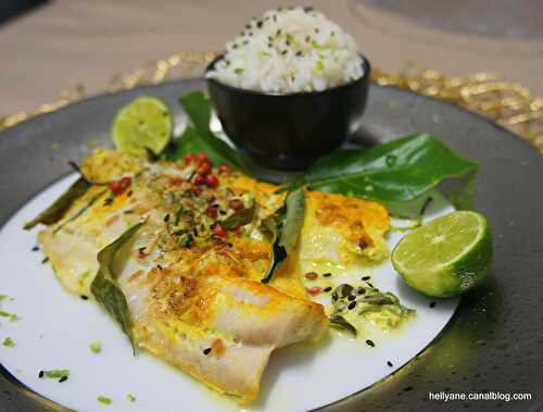 Filet de colin sauce curcuma au riz blanc - huile sésame