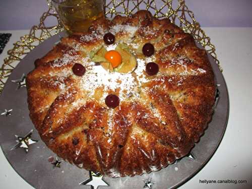 Gâteau "Verre de lait" Pommes/griottines/coco/raisins secs