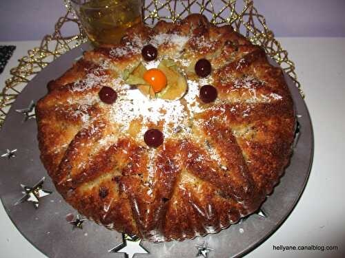 Gâteau "Verre de lait" Pommes/griottines/coco/raisins secs