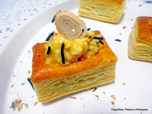  Mini rectangle feuilleté (longo) au surimi mayonnaise et spiruline - Passiflore, Passion d'Héllyane