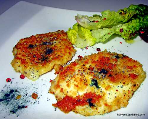 Mozzarella panée à la spiruline et aux graines de pavot