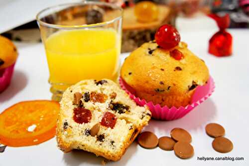 Muffins d'automne au chocolat et fruits confits.