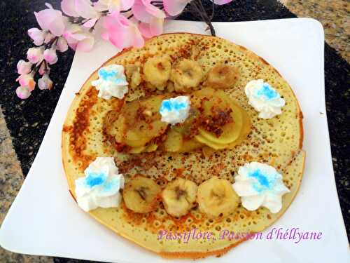 Pancakes aux pommes-bananes caramélisées au pralin