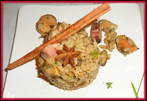 Risotto aux cèpes, moules et poulpes