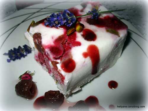 Semifreddo aux framboises, aux raisins secs et aux pistaches