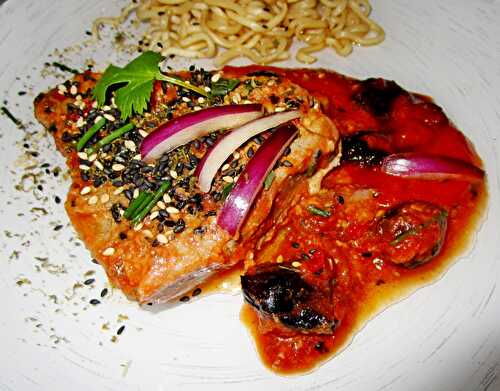 Steak de la mer en sauce tomate/soja et herbes aromatiques