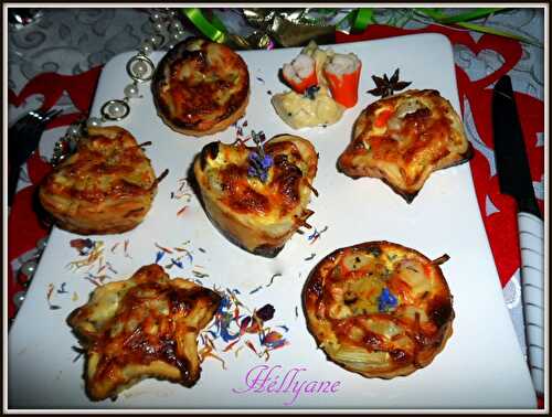 TARTELETTES FEUILLETÉES, MINI BOUCHÉES, MINI QUICHES AUX POIREAUX -SURIMI