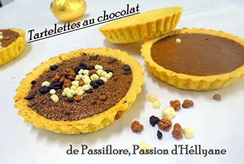 Tartelettes sablées garnies de chocolat au lait / caramel - Passiflore, Passion d'Héllyane